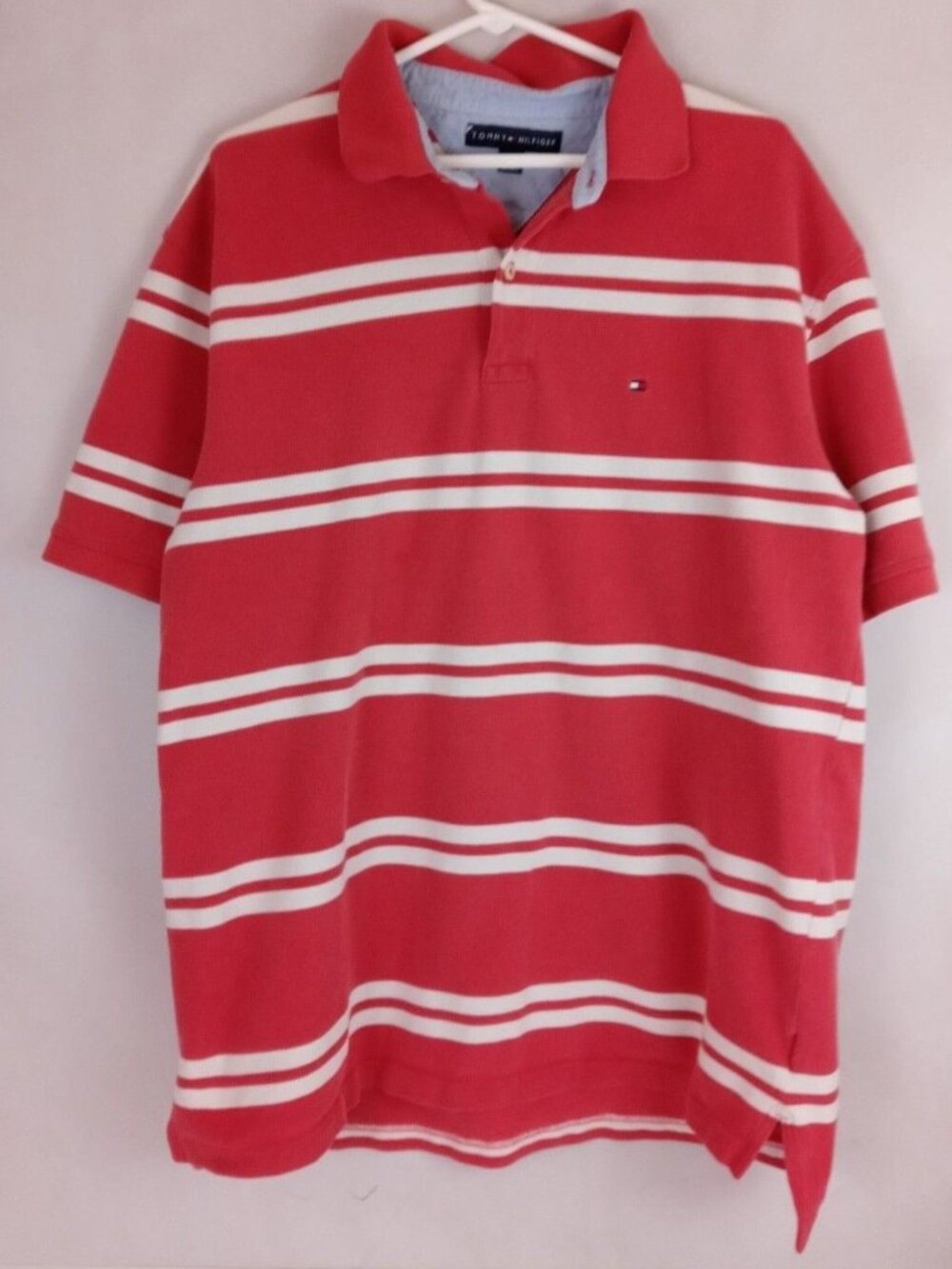 Vintage Tommy Hilfiger Red & White Striped Shirt Size 2XL 100% Cotton